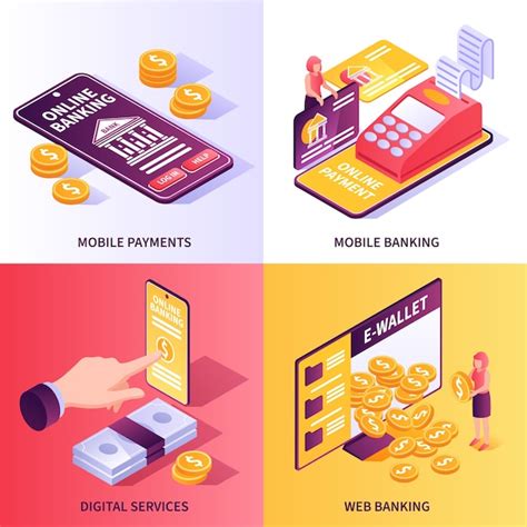 Premium Vector Isometric Mobile And Digital Banking Services Collection