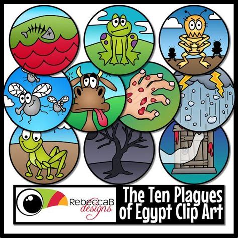 Ten Plagues Of Egypt Clip Art Moses Contains 10 Circular Images In