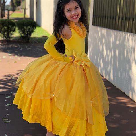 Fantasia Vestido Princesa Bela Fera Amarelo Infantil Luxo No Elo7