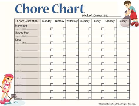 Childrens Chore Chart Template Teaching Treasure