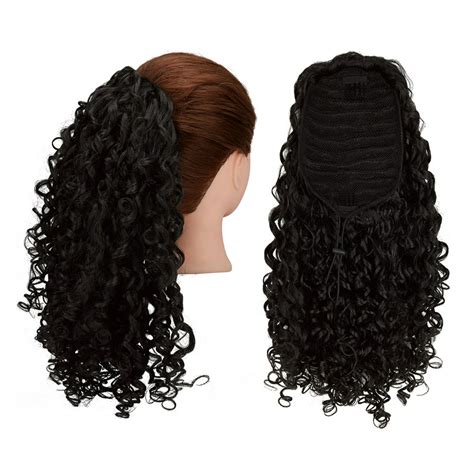 Sayfut Curly Hair Ponytail Hairpiece Extension Natural Curl Wave Black