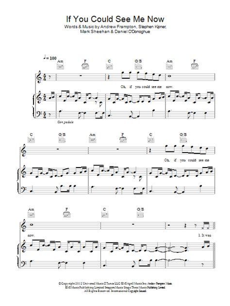 If You Could See Me Now Sheet Music The Script Piano Vocal Guitar Chords
