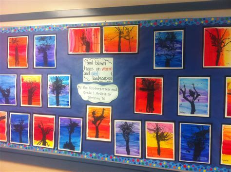 Paint Blown Trees With Warm And Cold Landscapes Kindergarten And