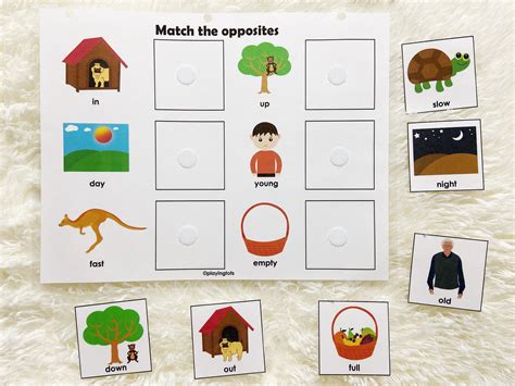 Opposites Matching Activity Printable For Toddlers And Etsy Uk