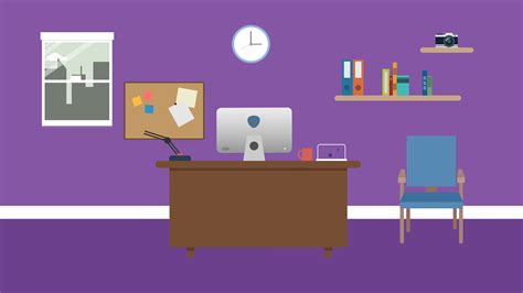 Cartoon Modern Colorful Office Animation With Space For Your Text Or