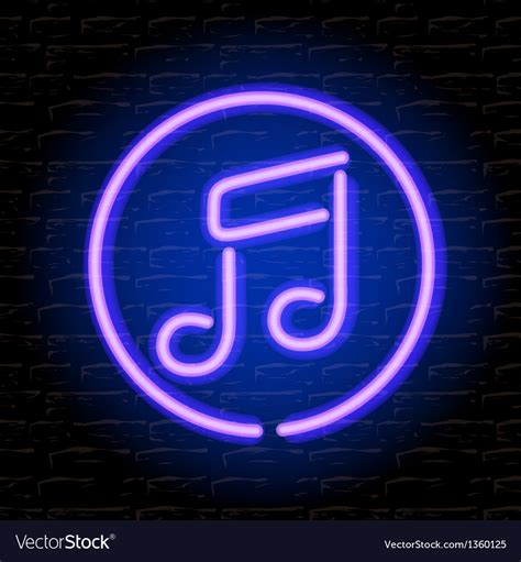 Neon Music Note On The Brick Wall Royalty Free Vector Image