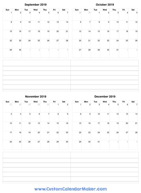 Printable Calendar Four Months Per Page Example Calendar Printable