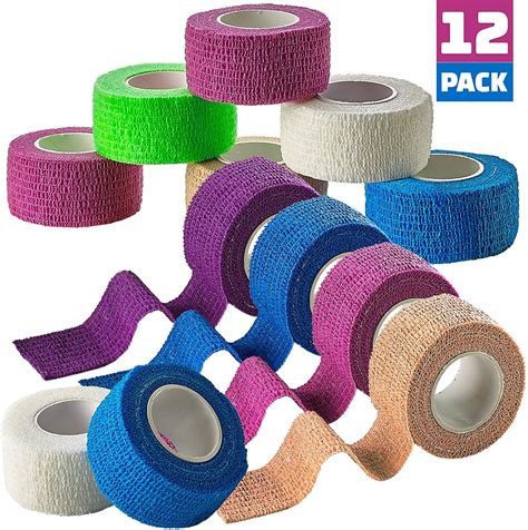 Medca Self Adherent Cohesive Wrap Bandages Pack Of 12 Rolls Rainbow