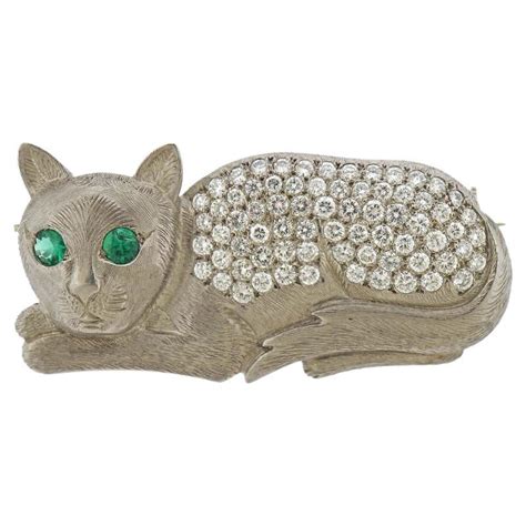 Lalique Green Frosted Glass Pussy Cat Brooch At 1stdibs Lalique Cat Brooch