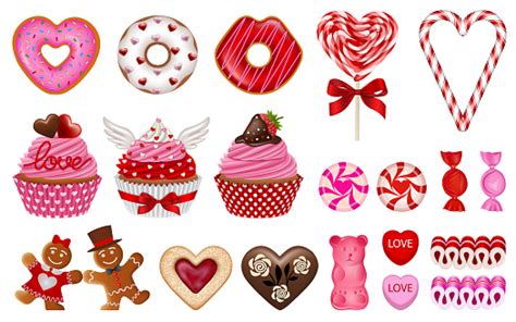 Set Of Isolated Valentines Day Sweets Collection Of Valentine Candies