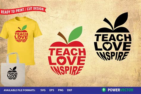 Teach Love Inspire Svg Teacher Apple Print Cut Files 347876 Svgs