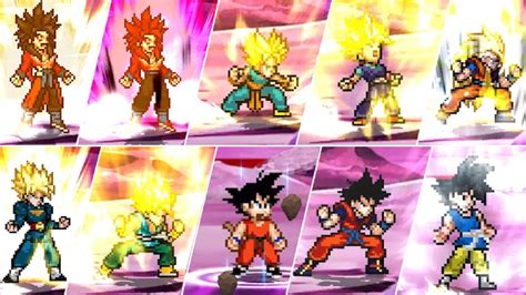 All Super Ultimate Attacks Dragon Ball Goku 7 Forms Mugen Youtube