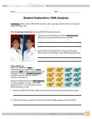 Sequence data analysis has become a very important aspect in the field of genomics. Student Exploration- DNA Analysis (ANSWER KEY).docx ...