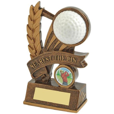 Gold Nearest The Pin Golf Award Ball And Ribbon Challenge Trophies