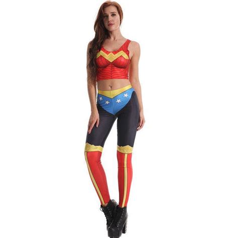 3d Printed Redblack Wonder Woman Leggings And Crop Top Set Wonder