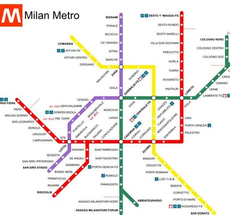 Metro Map Milan Italy