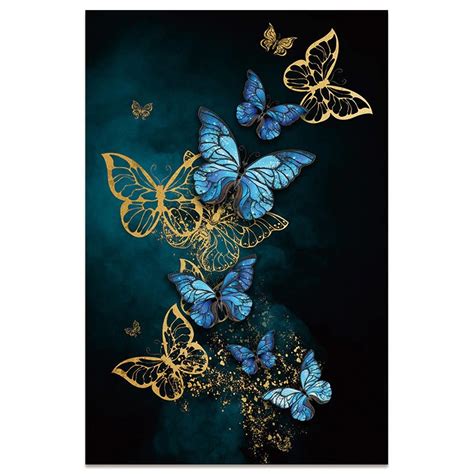 Gold Butterfly Canvas Art Large Butterfly Art Abstract Etsy
