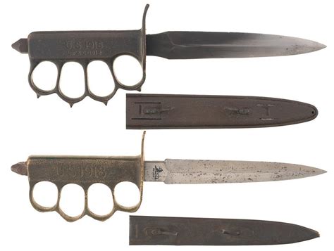 Two 1918 Pattern Trench Knives With Sheaths Rock Island Auction