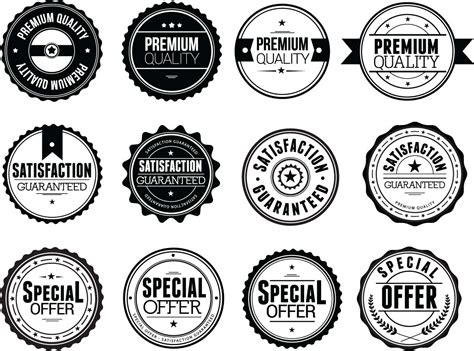 Modern Black Badges Set Vector Free Download