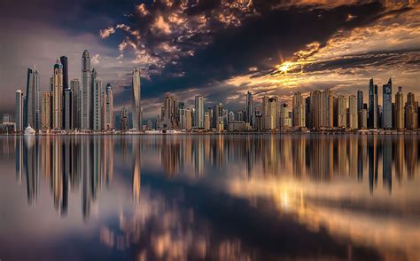 Dubai Skyline During Sunset Photo One Big Photo