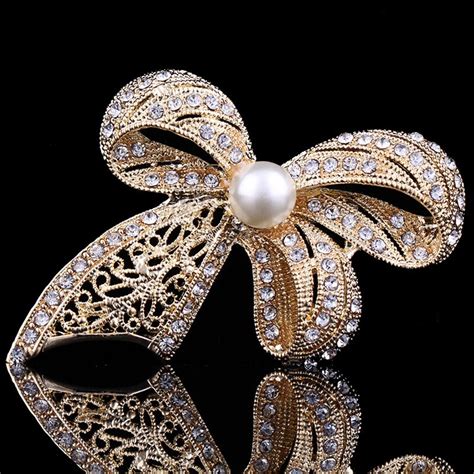 2016 Bow Rhinestone Brooch Brooches For Women Mujer Broche Lapel Pin Hijab Pins Boutonniere