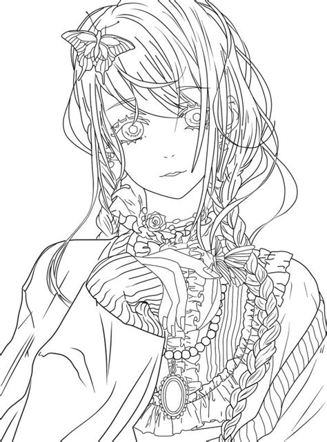 Cute Girl Lineart By Fabineko Coloring Pages Free