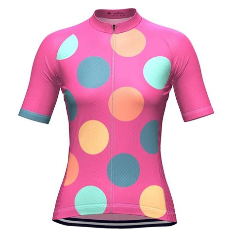 Womens Bold Polka Dot Pink Cycling Jersey Women Cycling Outfit