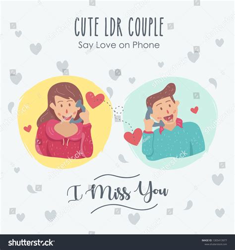 Long Distance Relationship Cute Couple On Stock Vector Royalty Free