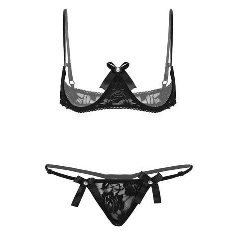 Buy Womens Lace Lingerie Set Underwired Exposed S Shelf Bra With Mini G
