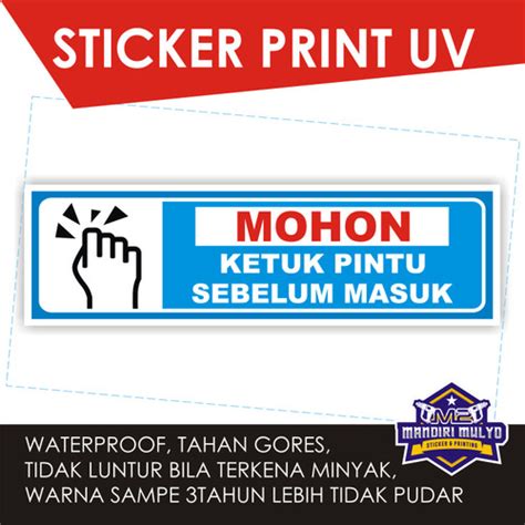 Jual STICKER SIGN MOHON KETUK PINTU SEBELUM MASUK Kab Bogor M DESIGN Tokopedia