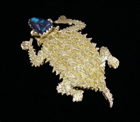 Philander Begay Bisbee Turquoise Solid 18K Gold Horned Toad Pendant