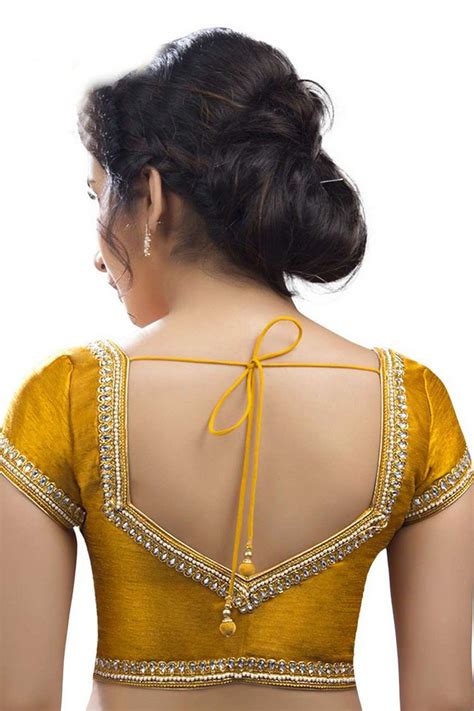 Mustard Yellow Embroidered Festive Wear Raw Silk Blouse Bl615 Simple Blouse Designs Blouse