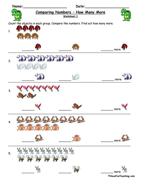 Comparing Numbers Subtraction Worksheet