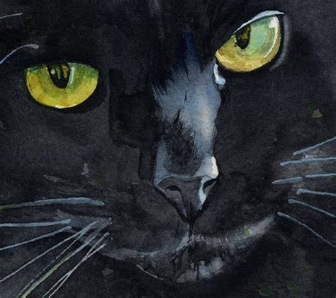 Black Cat Art Painting Print Watercolor Rachel Parker Large Etsy
