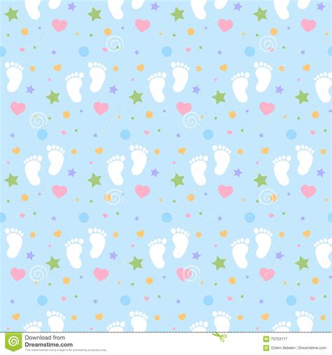Seamless Baby Footprints Background And Pattern Vector Illustration
