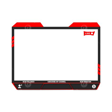 Twitch Live Stream Overlay Facecam Border Red Colour Clipart Vector