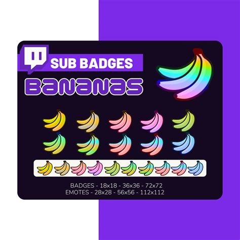 Bananas Twitch Sub Badge Bundle Twitch Emote Streamer Discord Cheer