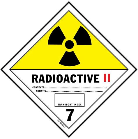 Radioactive Ii Material Hazard Class 7 Dot Shipping Labels 4 X 4