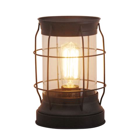Beautiful bronze bedside lamp for sale. 9" Glass Edison Lantern Table Lamp Cage Light Living Room ...