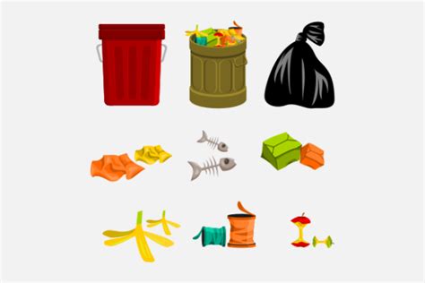 Trash Cans And Garbage Set Illustration Graphic By Faqeeh · Creative