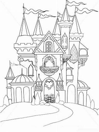 Coloring Fairy Palace Tale Drawings Istana Gambar