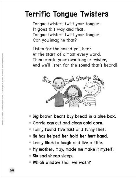 Tongue Twisting Poetry Tongue Twisters Reading Resources Reading