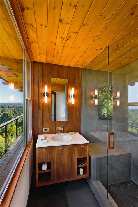 Wood paneling tends to make us all imagine the same sort of interior, but believe it or not, modern paneled walls can look light, sleek, and modern while still retaining the natural warmth and organic. Mid century modern wood paneling bathroom contemporary ...