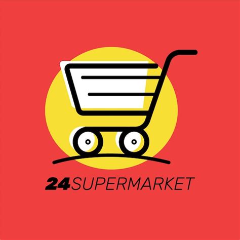 Design With Cart For Supermarket Logo Free Vector