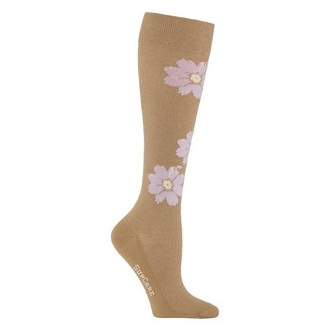Compression Stockings Bamboo Nature With Purple Flowers