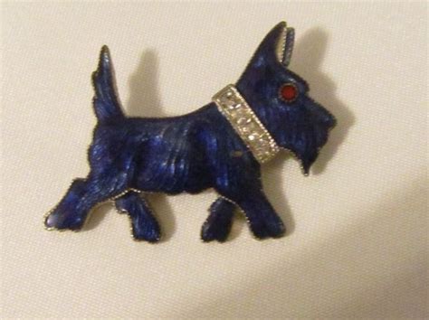 Vintage Enamel And Rhinestone Scotty Dog Pin Dog Pin Scottie Dog Dog Art