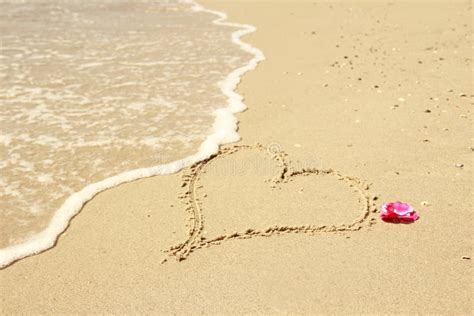 Heart In The Sand On The Beach Stock Photo Image Of Horizontal