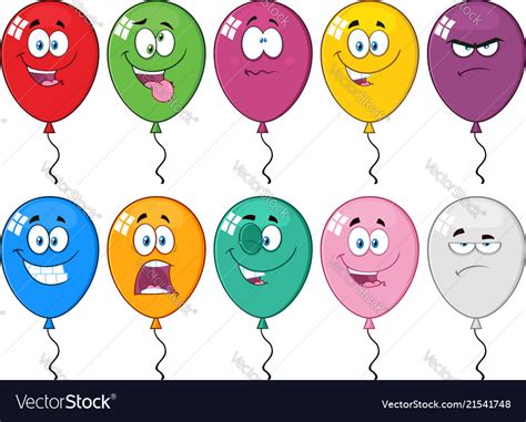 Colorful Balloons Cartoon Character 03 Collection Vector Image