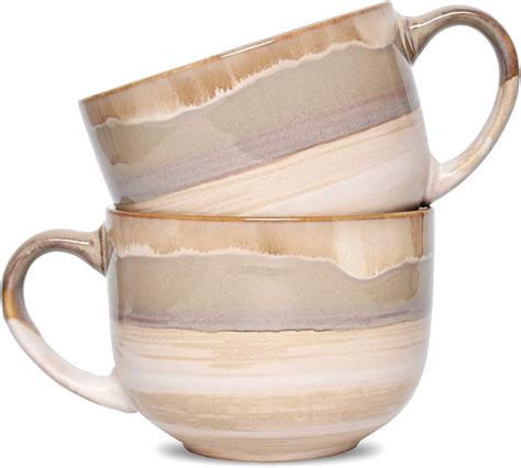 Bosmarlin Large Ceramic Coffee Mug Set Of 2 Stoneware