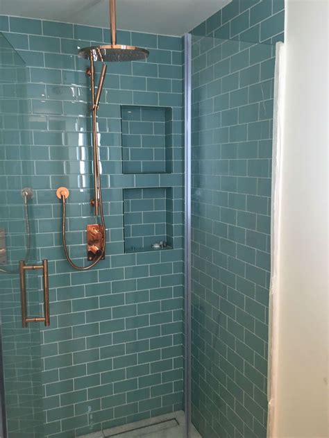 Kyoto aqua is a glossy ceramic tile with a crackle glaze finish to give it an artisanal handmade look. Glass Tiles for Shower | Aqua glass tiles, Turquoise glass ...